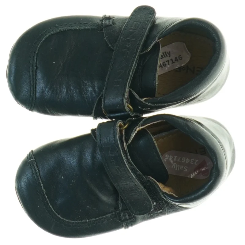Sorte læderbørnesko med velcro (str. 20)