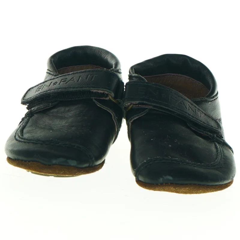 Sorte læderbørnesko med velcro (str. 20)