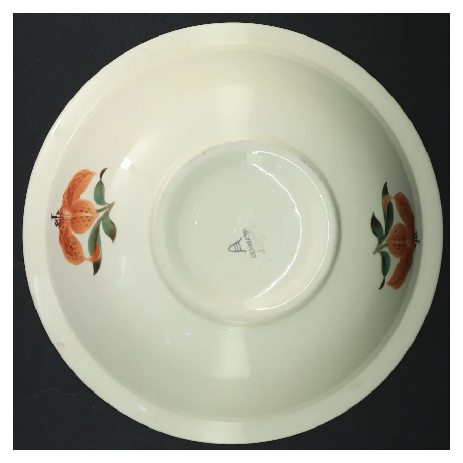 Porcelænsskål med blomstermotiv (str. Ø 24 cm)