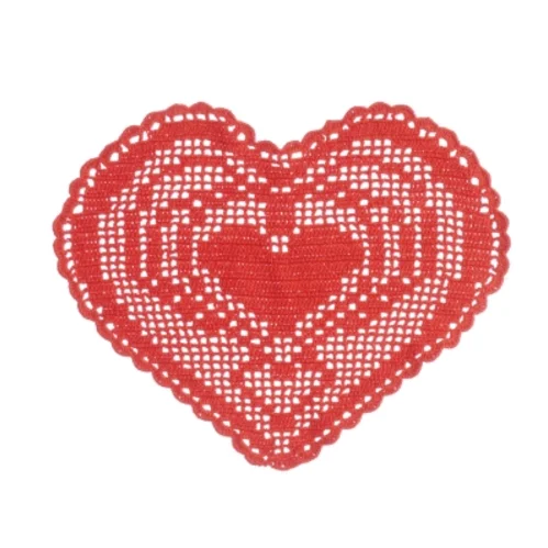 Røde hæklede bordbrikker