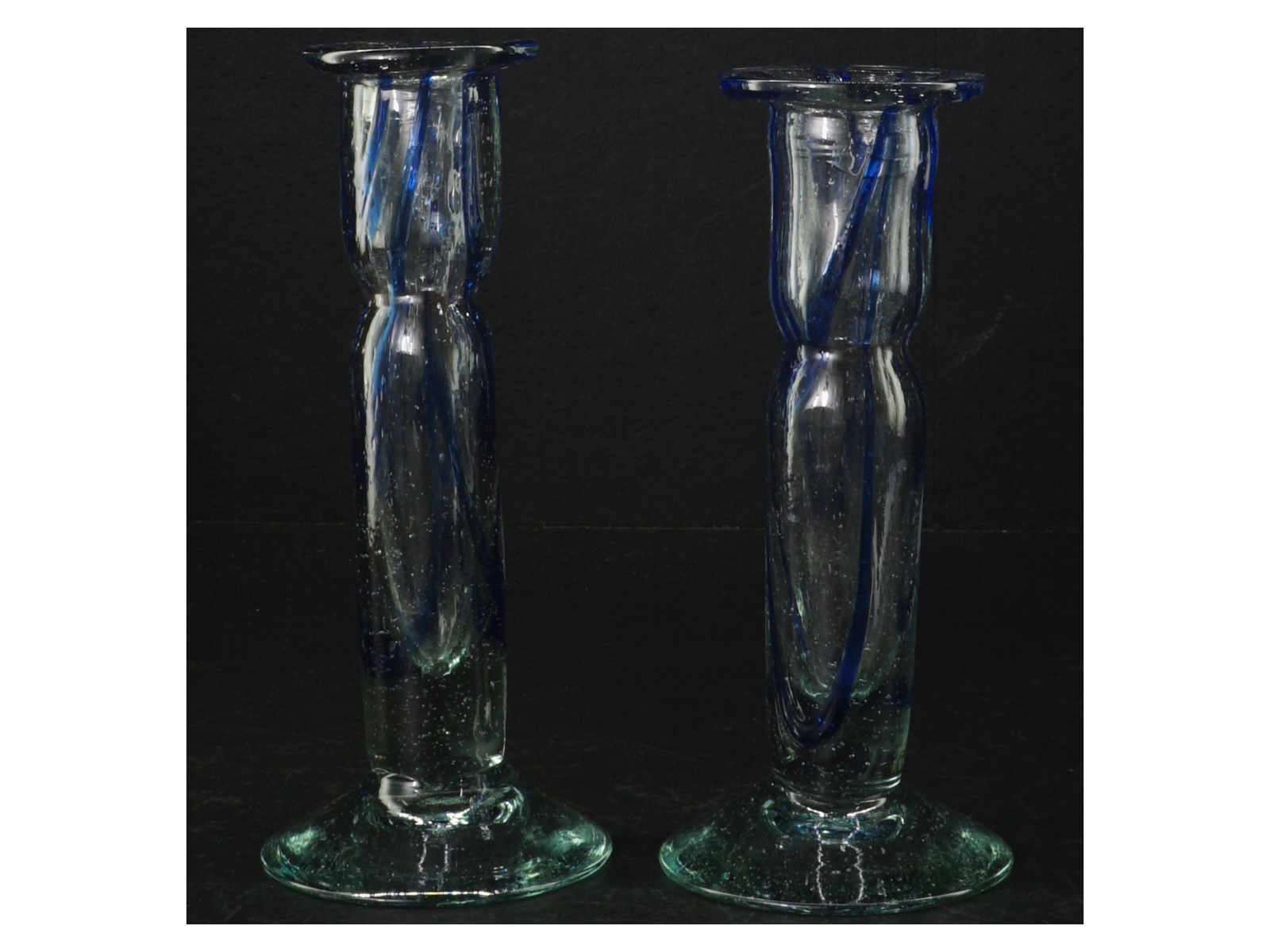 Glas lysestager (str. H. 16 cm)