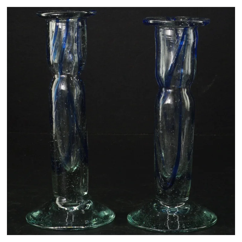 Glas lysestager (str. H. 16 cm)