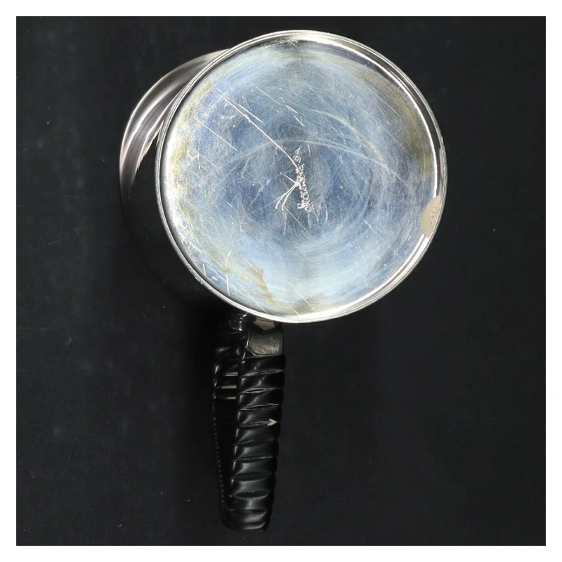 Sølvkande, 2-tårnet  og glas fra Richmond (str. H. 13,5 cm. ø 7 cm)