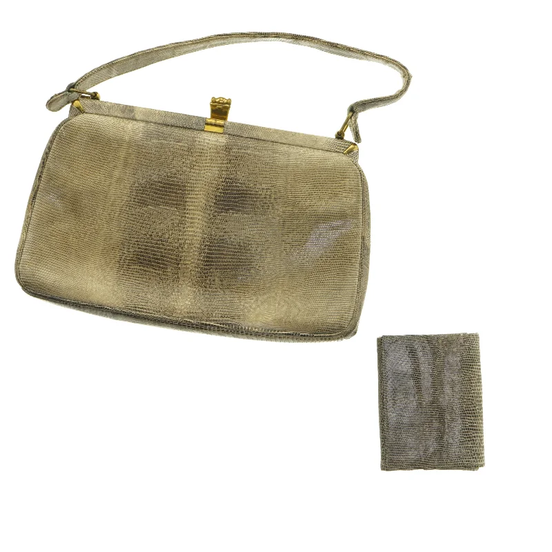 Håndtaske og pung i slangeskindsdesign (str. 26 x 15 cm)