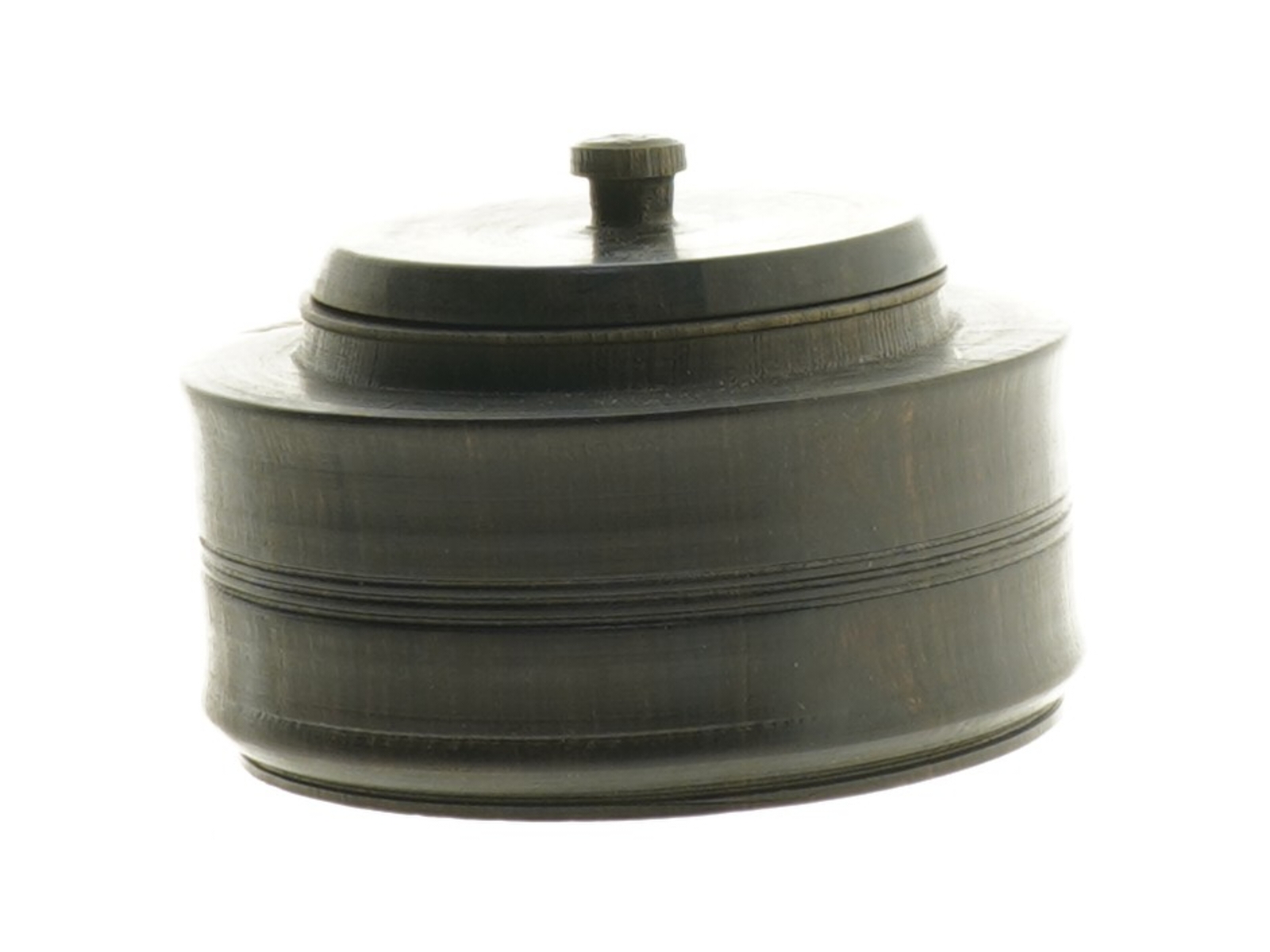 Gl. træ æske med låg (str. Ø. 11 cm. h 6 cm)