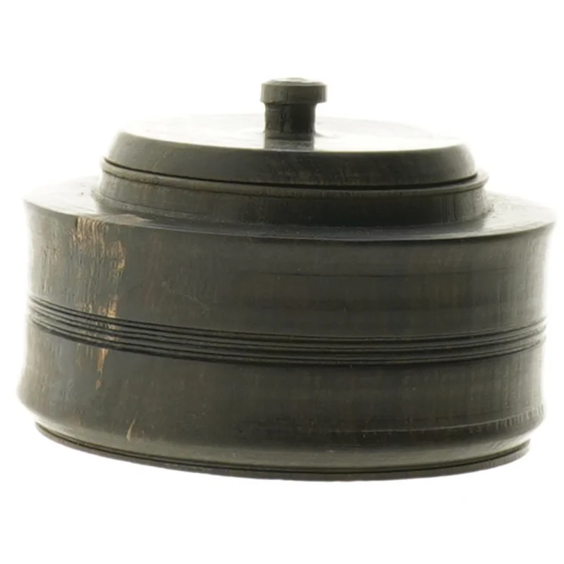 Gl. træ æske med låg (str. Ø. 11 cm. h 6 cm)