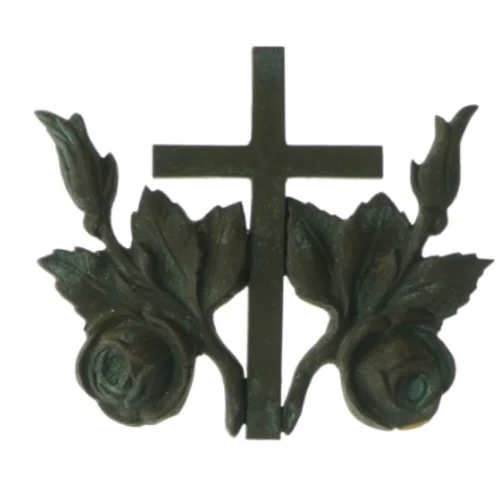 Jernkors med roser (str. 10 x 11 cm)