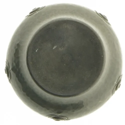 Gl. vase med tin(str. 14 cm)