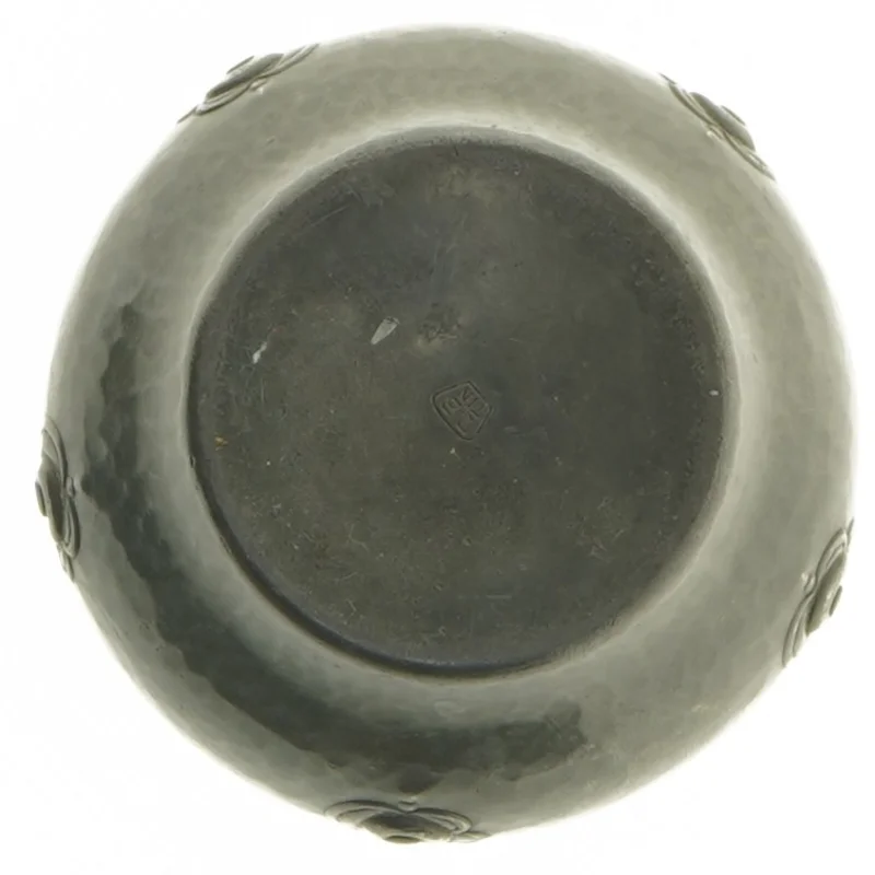 Gl. vase med tin(str. 14 cm)