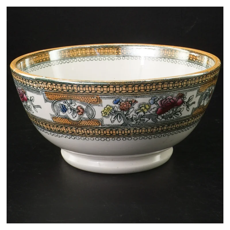 Dekoreret porcelænsskål (str. H 8,5 cm ø. 18,5 cm)