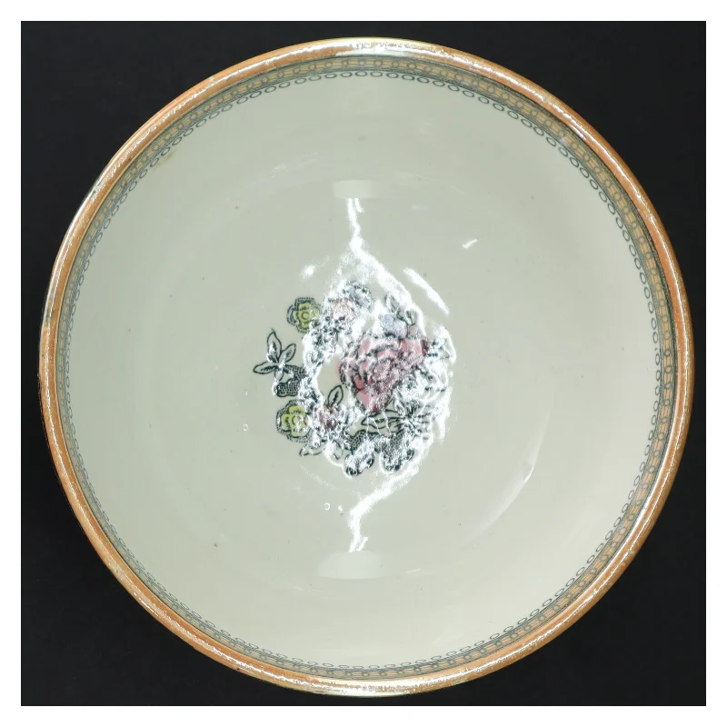 Dekoreret porcelænsskål (str. H 8,5 cm ø. 18,5 cm)