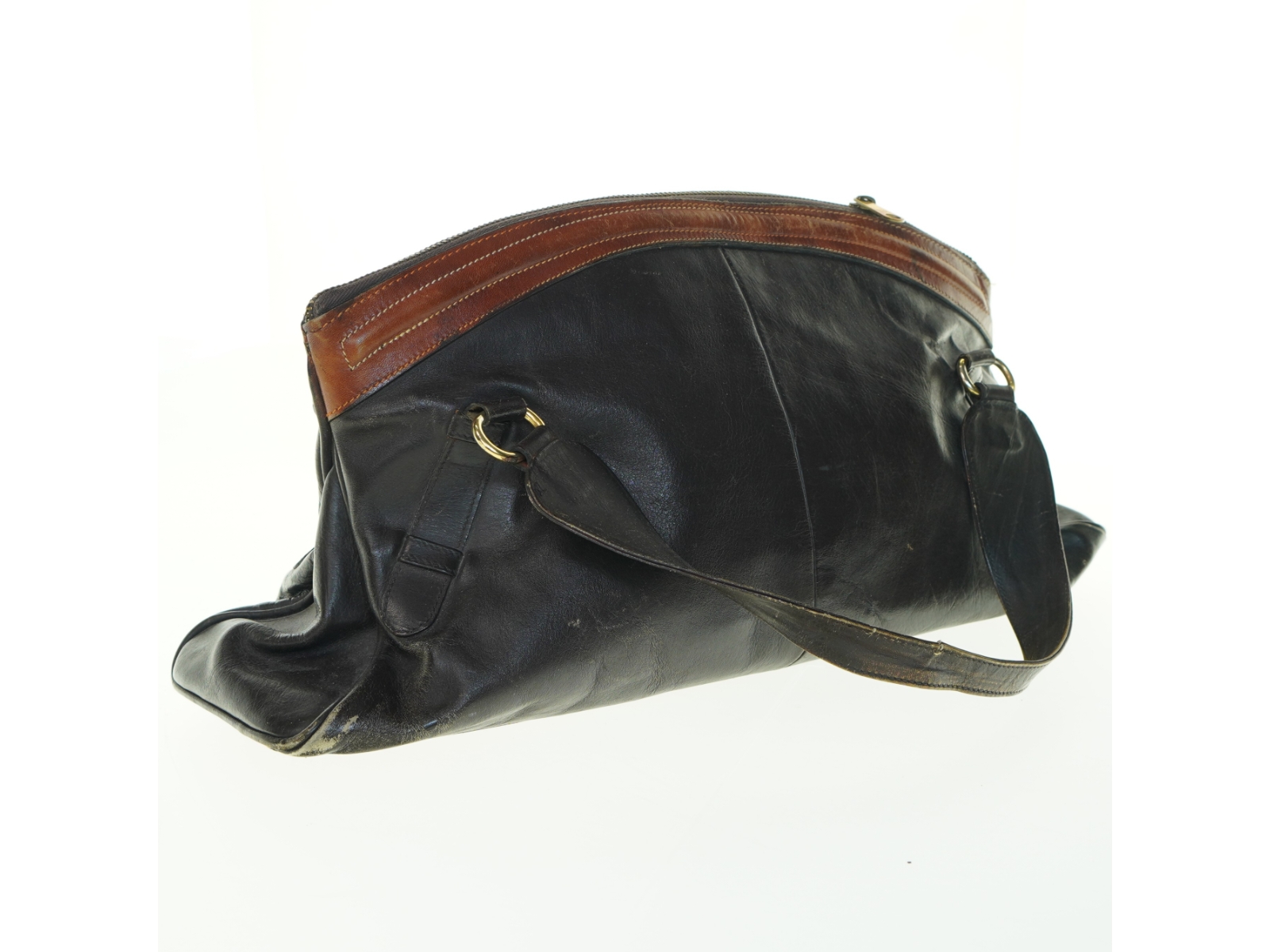 Læder skuldertaske (str. 42x18 cm)