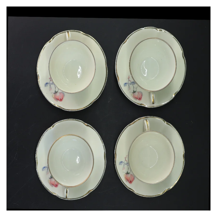 Porcelænstekopper med underkopper (str. Ø 13 cm og ø 8 cm x 5 cm)