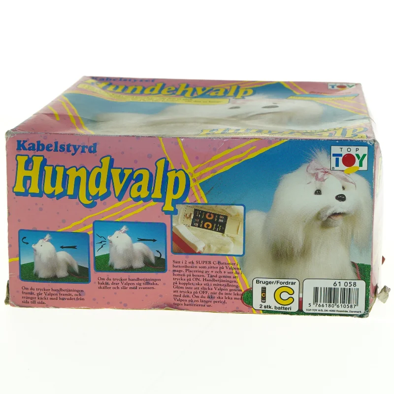 Vintage kabelstyret Hundehvalp fra Top Toy (str. 23 x 23 cm)