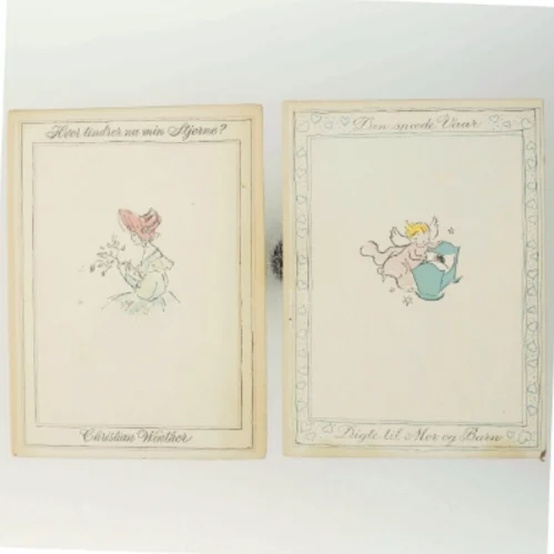 Digtsamlinger: ‘Hvad tænker du nu min stjerne?' af Christian Winther og 'Digte til Mor og Barn'.