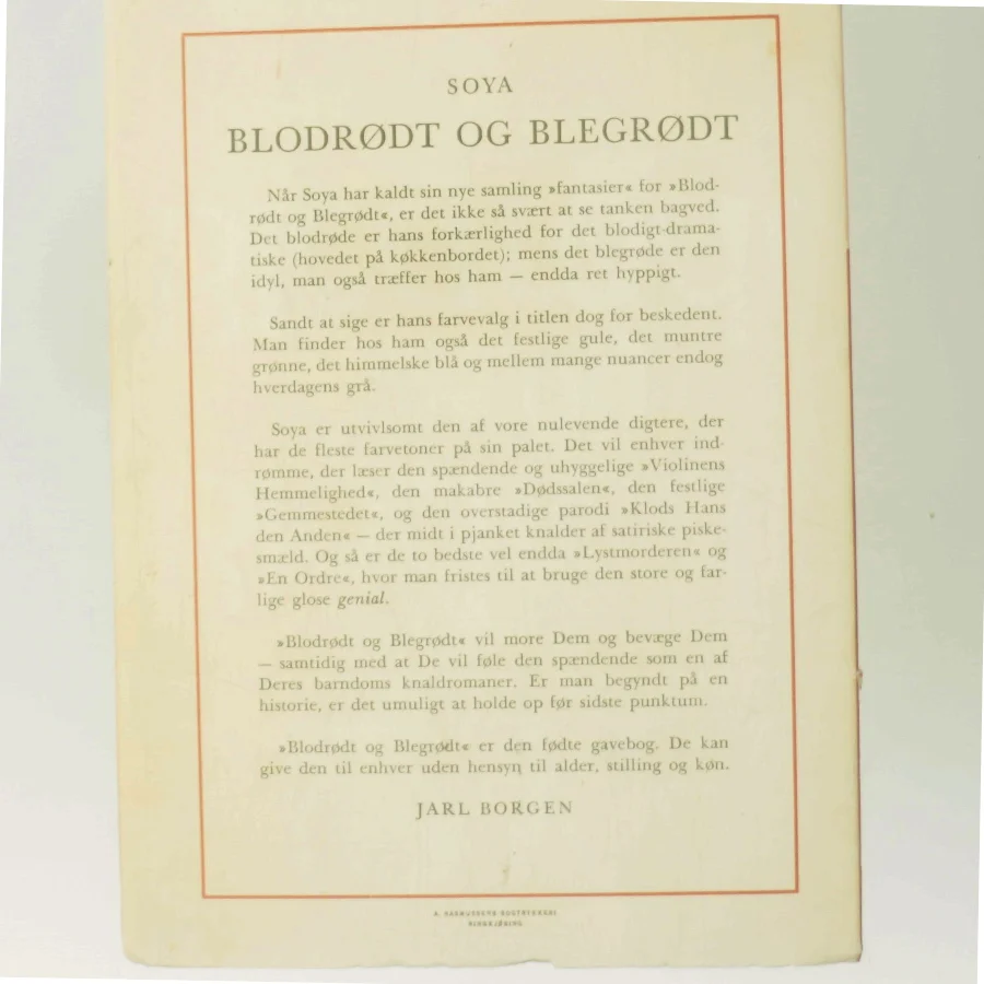 Blodrødt og Blegrødt af Soya (Bog)
