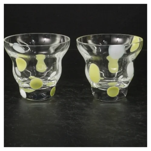 Rosendahl, Confetti, to dekorative glasvaser/fyrfadsstager med farvede pletter. (str. 8,5 cm. 2 styk)