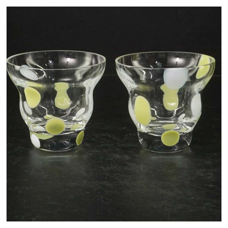 Rosendahl, Confetti, to dekorative glasvaser/fyrfadsstager med farvede pletter. (str. 8,5 cm. 2 styk)