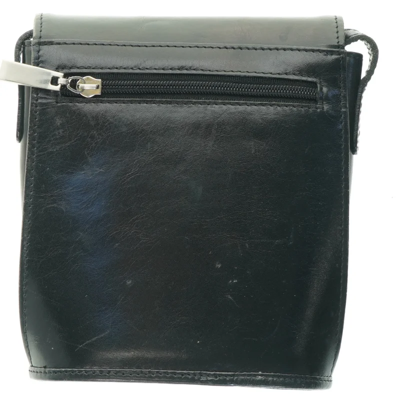 Sort læder skuldertaske fra Monroe (str. 19x18 cm)