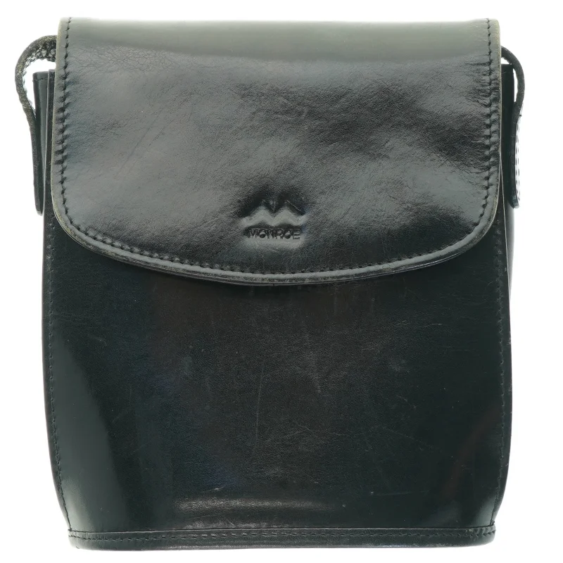 Sort læder skuldertaske fra Monroe (str. 19x18 cm)