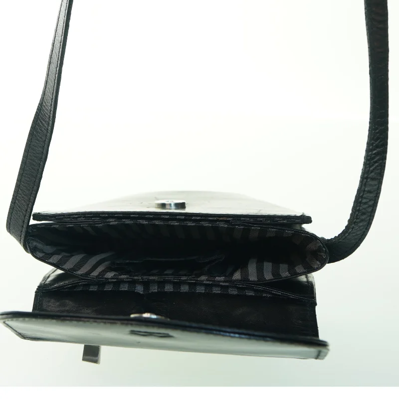 Sort læder skuldertaske fra Monroe (str. 19x18 cm)