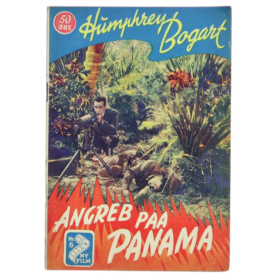 “Angreb på Panama” med Humphrey Bogart, vintage filmroman.