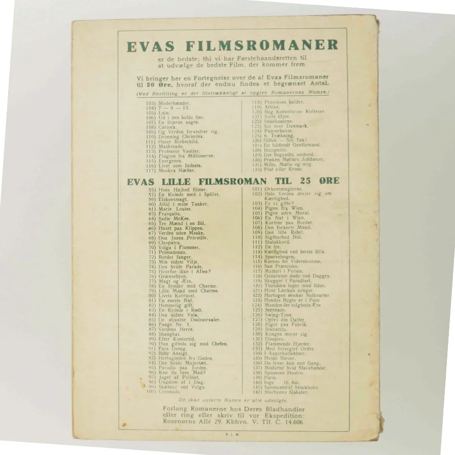 “Den kloge mand”, Gammel udgave af Evas Filmsromaner