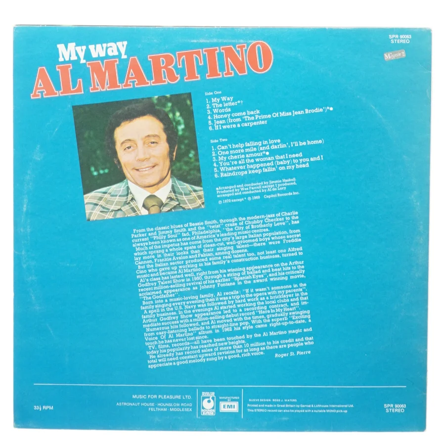 Al Martino - “My Way”, Sounds Super B (str. 30 cm)