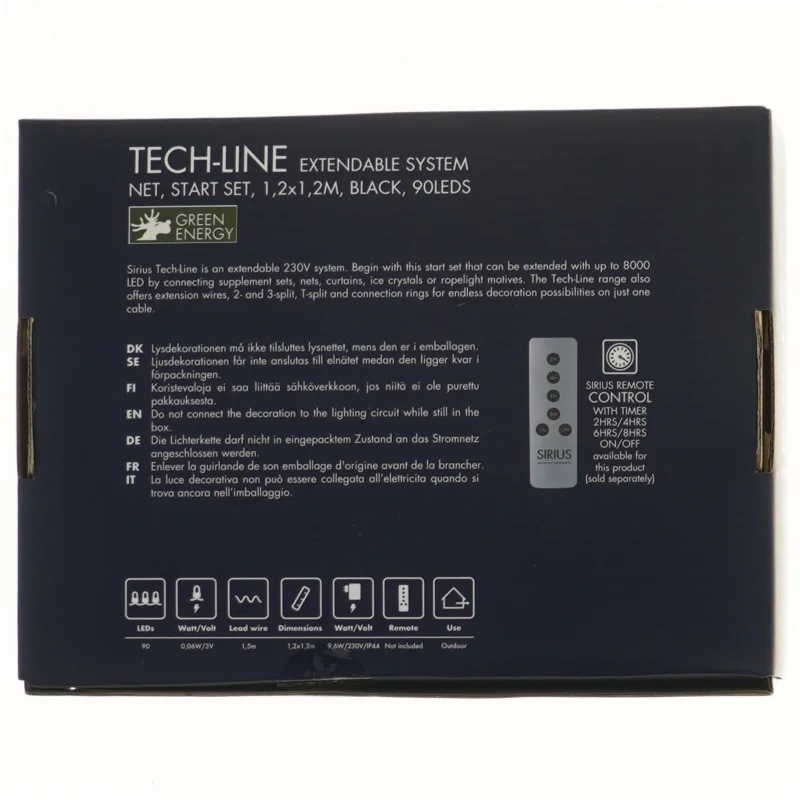 Sirius Tech-Line lyskæde net fra Sirius (str. 120x120 cm)