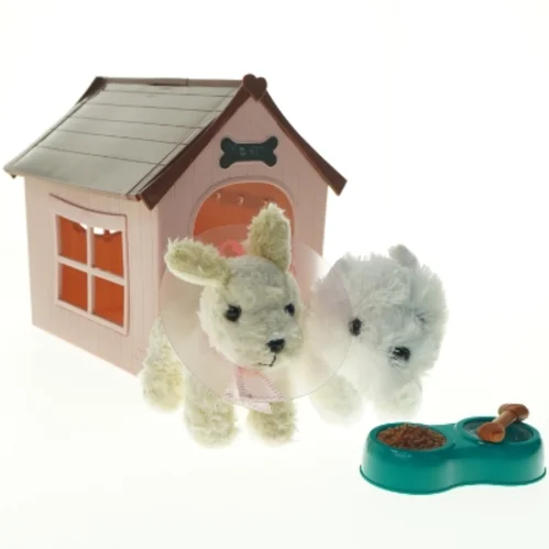 Hundehus med hunde og tilbehør fra Our Generation (str. 25 x 17 x 26 cm)