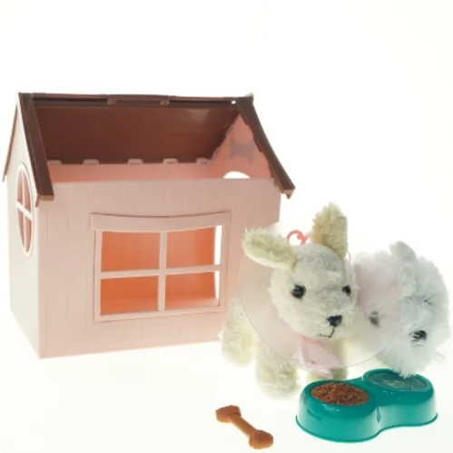 Hundehus med hunde og tilbehør fra Our Generation (str. 25 x 17 x 26 cm)