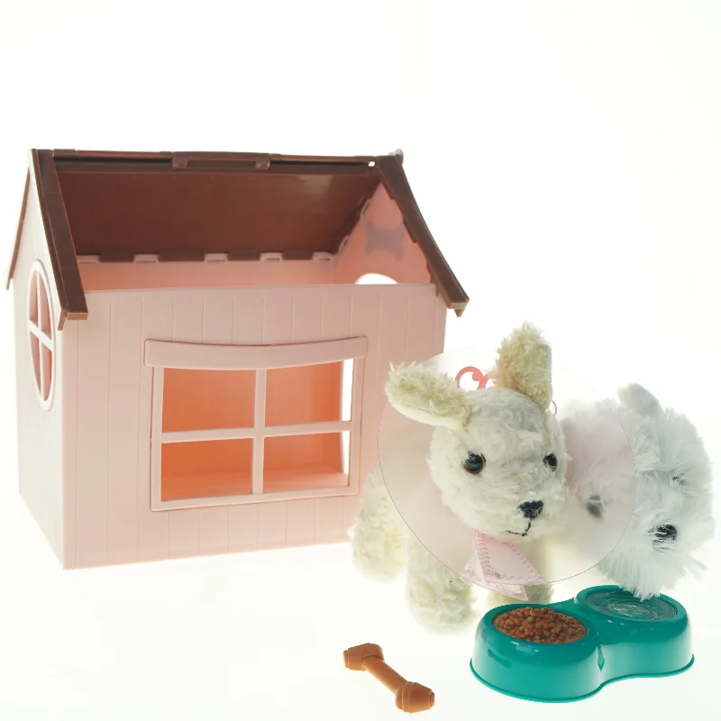 Hundehus med hunde og tilbehør fra Our Generation (str. 25 x 17 x 26 cm)