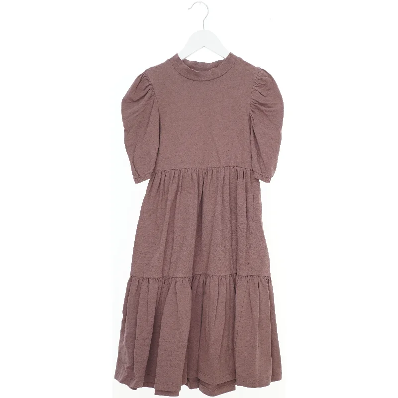 Brun kjole med pufærmer fra Name It (str. 128) 