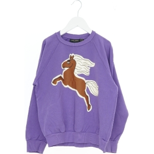 Lilla sweatshirt med hestemotiv fra Mini Rodini (str. 128) 