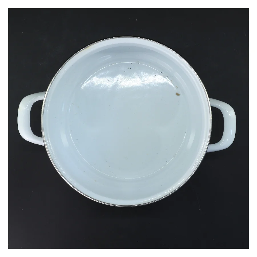 Emaljeret gryde med orange mønster (str. Ø 22 cm)