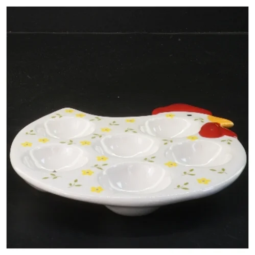 Keramisk æggeholder formet som en høne (str. 20 cm)