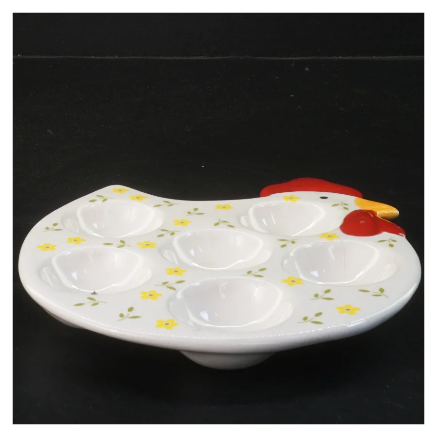 Keramisk æggeholder formet som en høne (str. 20 cm)