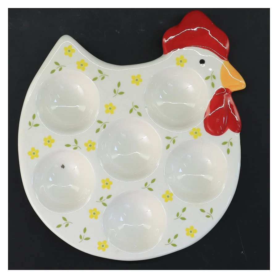 Keramisk æggeholder formet som en høne (str. 20 cm)