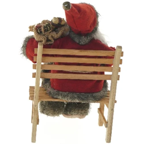 Julemand dekoration på bænk (str. 16x25x9 cm)