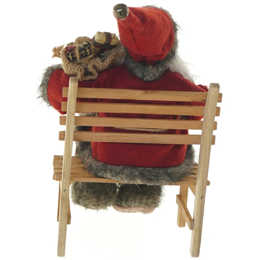 Julemand dekoration på bænk (str. 16x25x9 cm)