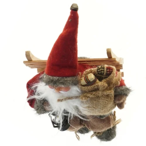 Julemand dekoration på bænk (str. 16x25x9 cm)
