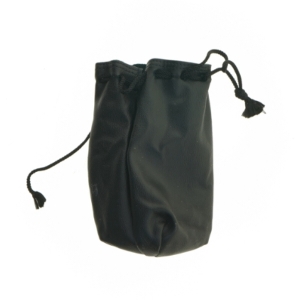 Sort opbevaringspose i kunstlæder (str. 18 cm)