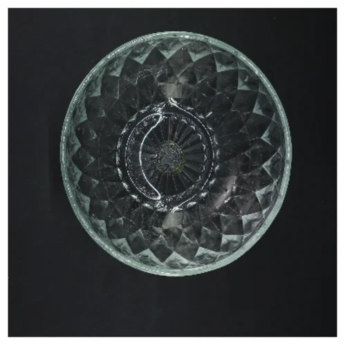 Glas skål med diamantmønster (str. Ø 20 cm)