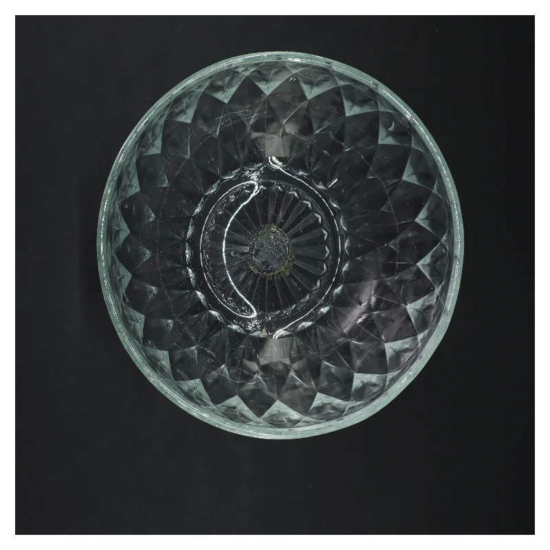 Glas skål med diamantmønster (str. Ø 20 cm)