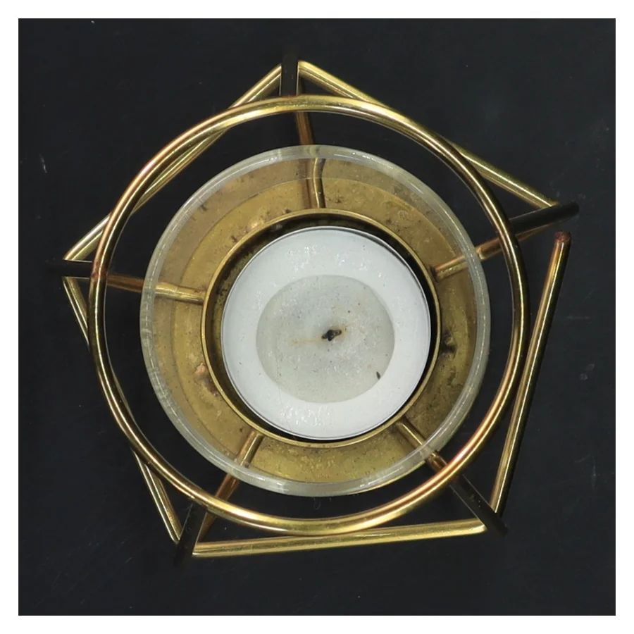 Moderne lysestage i metal og glas (str. 10,5 cm)