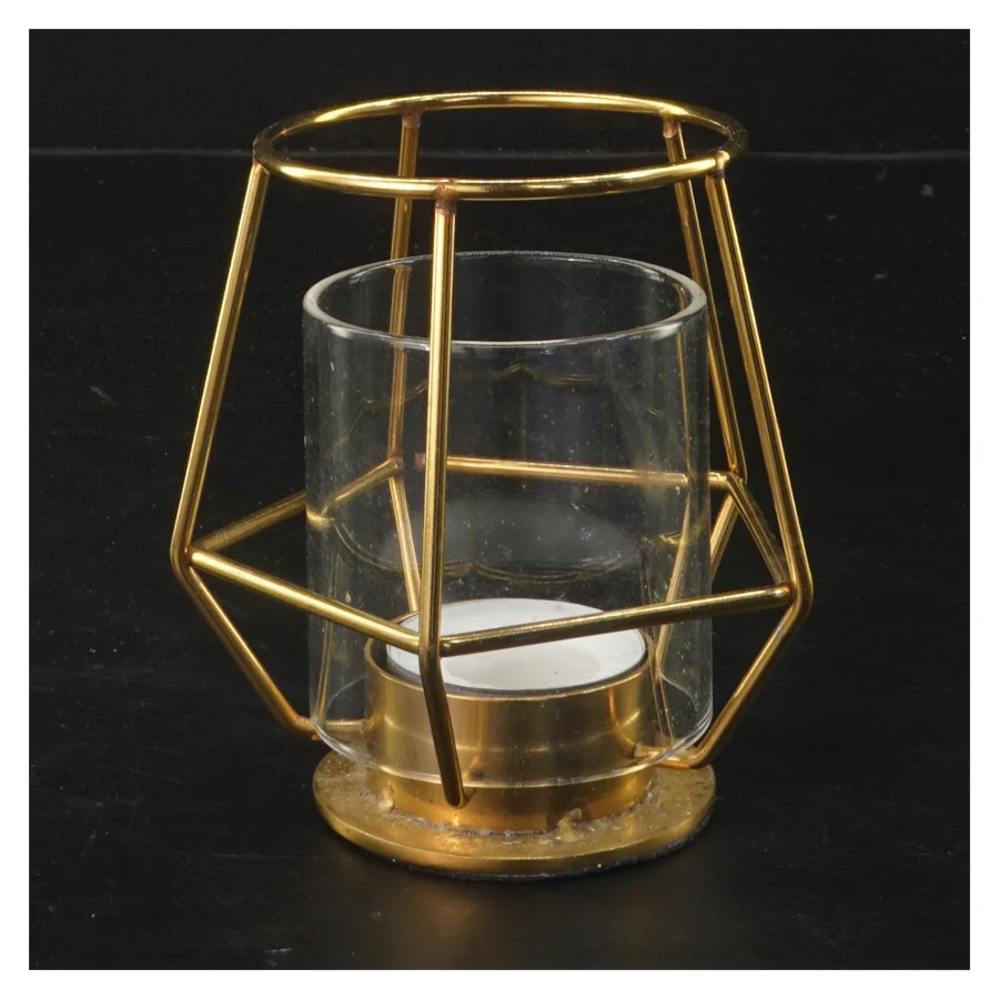 Moderne lysestage i metal og glas (str. 10,5 cm)