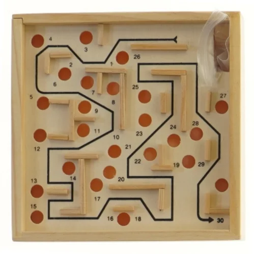 Træ labyrint spil (str. 16x16 cm)