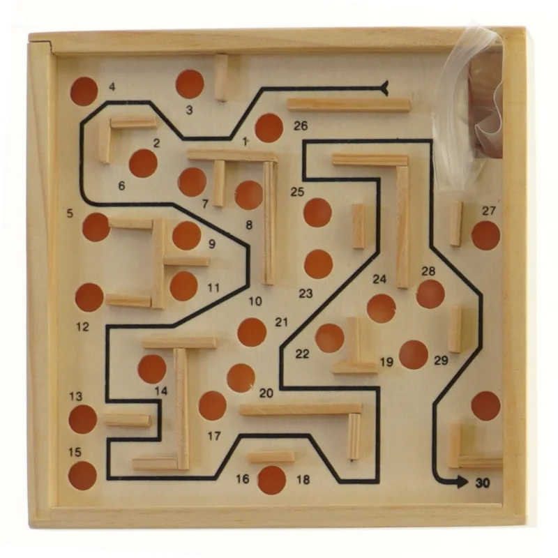 Træ labyrint spil (str. 16x16 cm)