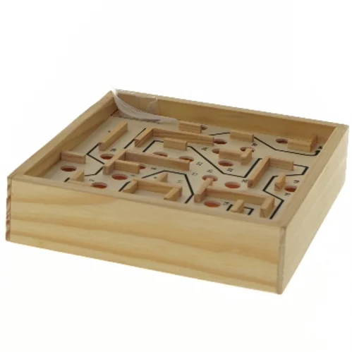 Træ labyrint spil (str. 16x16 cm)