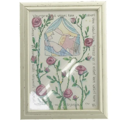 Indrammet illustration med blomsterdesign (str. 21x30 cm)